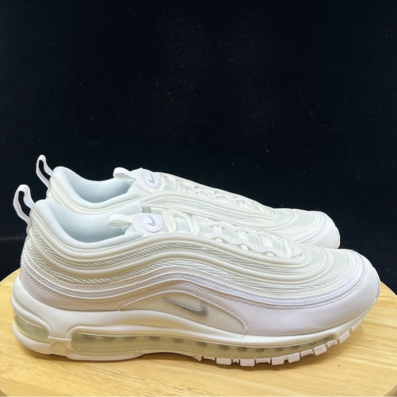 Nike Air Max 97 Triple White Wolf Grey Sneakers 921826 101 Men's Size 11 NEW - Picture 9 of 10
